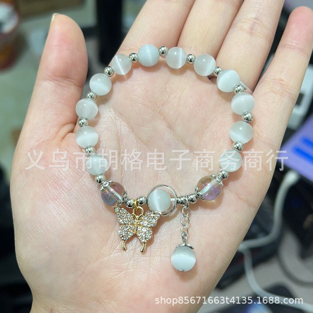 Wholesale Opal Crystal Butterfly Beaded Bracelet